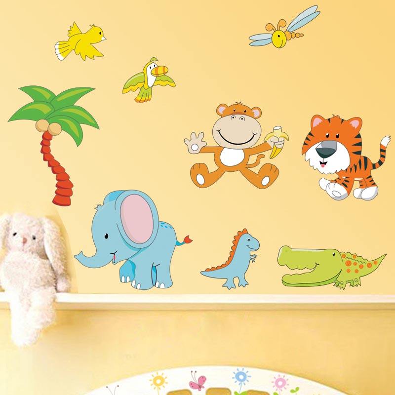 Cartoon Design wall deco sticker Baby Room Wallpaper PVC Sticker Home Decoration Customized removeable kiss Cut decals Sticker size 50x70 xy8052