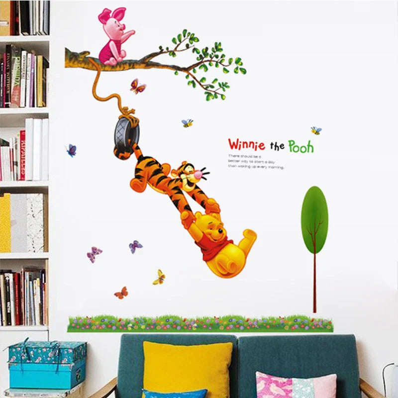 Tc1067 Hot cartoon Winnie Pooh friends tree wall stickers for kids room boy home decor wall decals nursery decoration wall poster gift