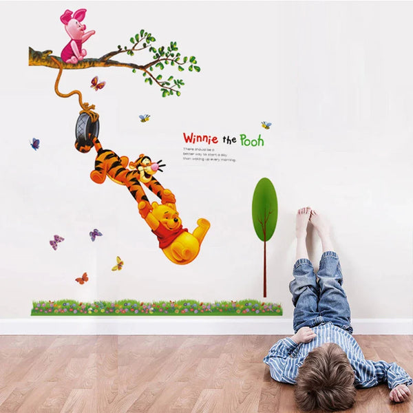 Tc1067 Hot cartoon Winnie Pooh friends tree wall stickers for kids room boy home decor wall decals nursery decoration wall poster gift