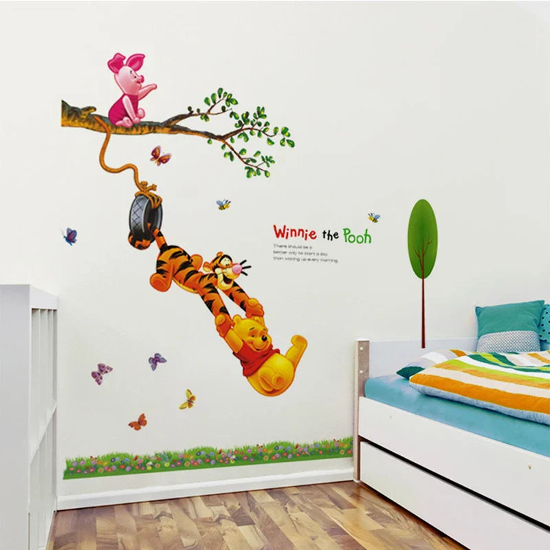 Tc1067 Hot cartoon Winnie Pooh friends tree wall stickers for kids room boy home decor wall decals nursery decoration wall poster gift