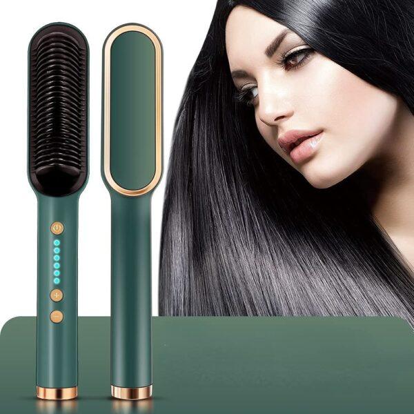 HQT-909B Hair Straightener Ceramic Heated Hair Brush | brush straightener | Ceramic Heated Hair | Hair styling | Hair Beauty Tool | Straight , curl different styling hair Ceramic Brush With Out Box (random color )