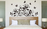 Black blossom and Butterfly wall Sticker jm7164