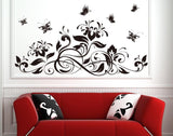 Black blossom and Butterfly wall Sticker jm7164