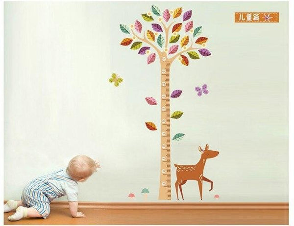 JM7187 High quality cute wall stickers tree kids height measure sticker for baby room/nursery 60*90 cm