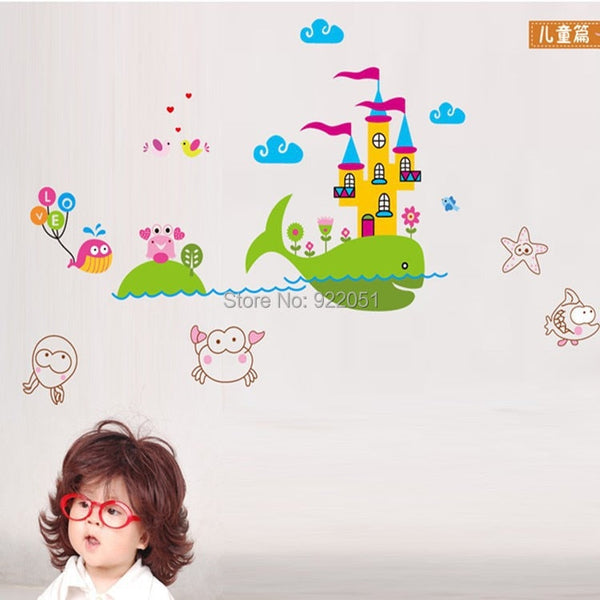 Whale Castle Kids vinyl wall sticker JM7204