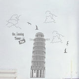 JM7231 Italy Leaning Tower of Pisa patterns wall art decoration Wall Sticker