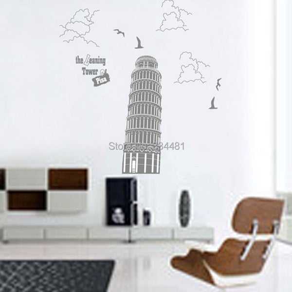JM7231 Italy Leaning Tower of Pisa patterns wall art decoration Wall Sticker