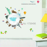JM7260 Wrold Travel Vinyl wall sticker decal art Global Village bedroom Kids Room Wall Decor