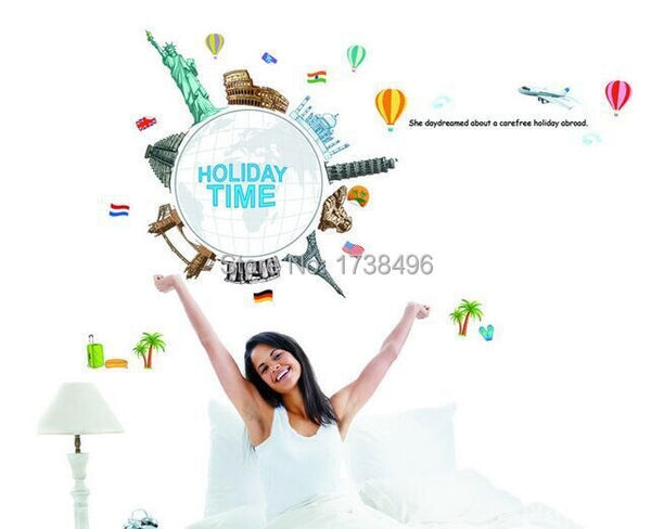 JM7260 Wrold Travel Vinyl wall sticker decal art Global Village bedroom Kids Room Wall Decor