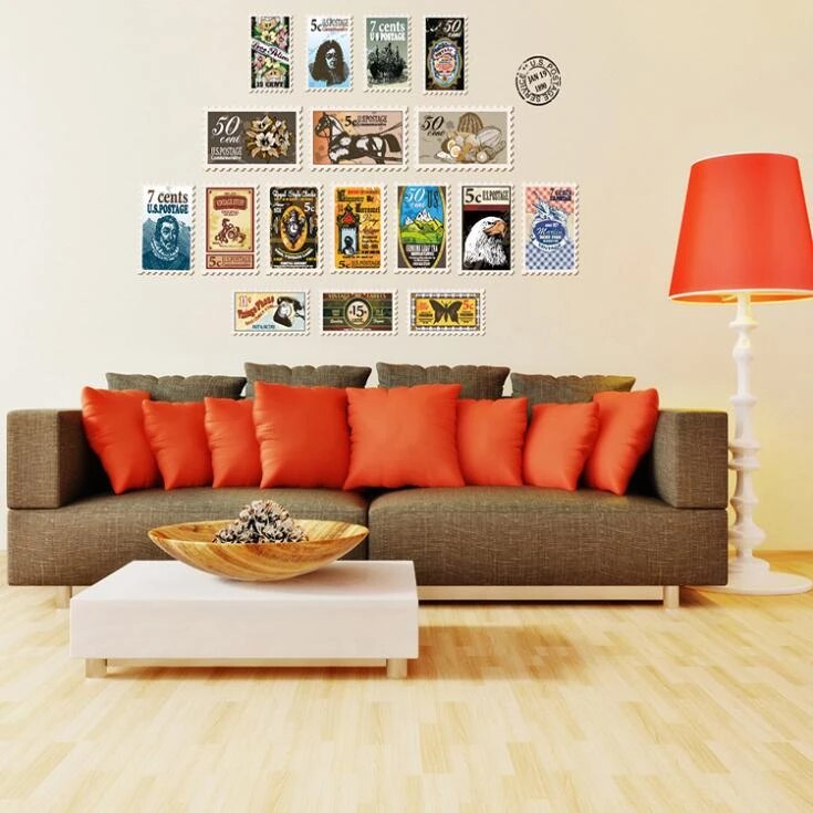 JM7286 wholesale creative backdrop living room wall decoration stamp sticker removable wall stickers glass stickers