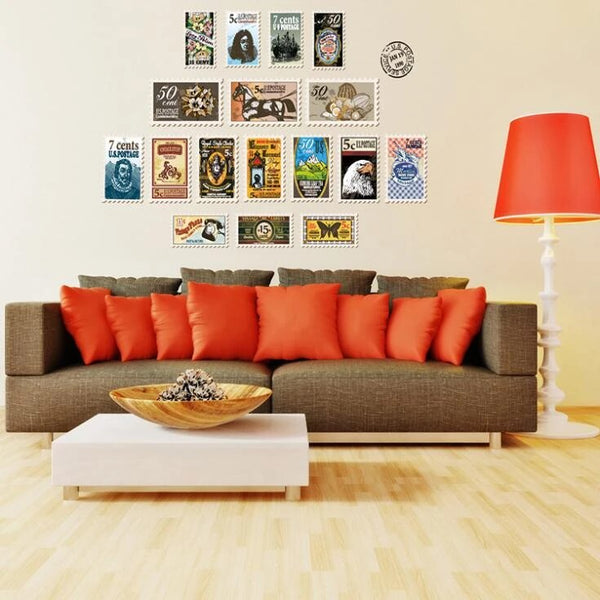 JM7286 wholesale creative backdrop living room wall decoration stamp sticker removable wall stickers glass stickers