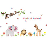 Jungle wild monkey tiger lion elephant zoo wall sticker for kids room 9052 decorative pvc wall decal - AliExpress