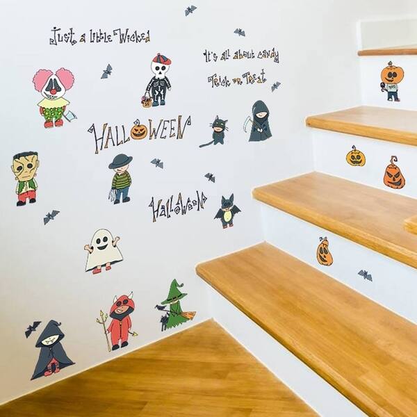 Kawaii Cartoon Halloween PVC Wall Stickers For Kids Bedrooms Window Background size 50x70 sk7123