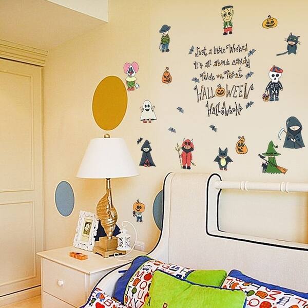 Kawaii Cartoon Halloween PVC Wall Stickers For Kids Bedrooms Window Background size 50x70 sk7123