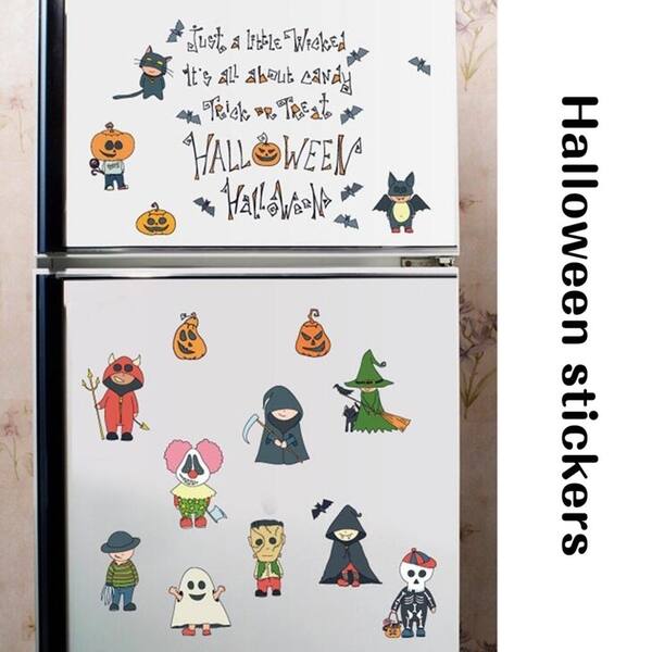 Kawaii Cartoon Halloween PVC Wall Stickers For Kids Bedrooms Window Background size 50x70 sk7123
