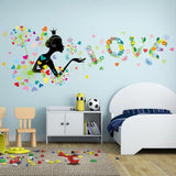Loving heart Dandelion Girl wall stickers PVC Material Art wall poster for Living room bedroom kids room wall decoration sticker