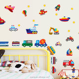 Cartoon Wall Stickers Cars Train Motor Wall Art Children Sticker Cute Cartoon Decorative DIY Art kids Sticker