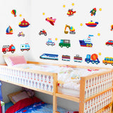 Cartoon Wall Stickers Cars Train Motor Wall Art Children Sticker Cute Cartoon Decorative DIY Art kids Sticker