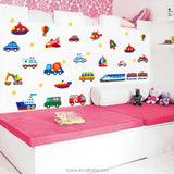 Cartoon Wall Stickers Cars Train Motor Wall Art Children Sticker Cute Cartoon Decorative DIY Art kids Sticker