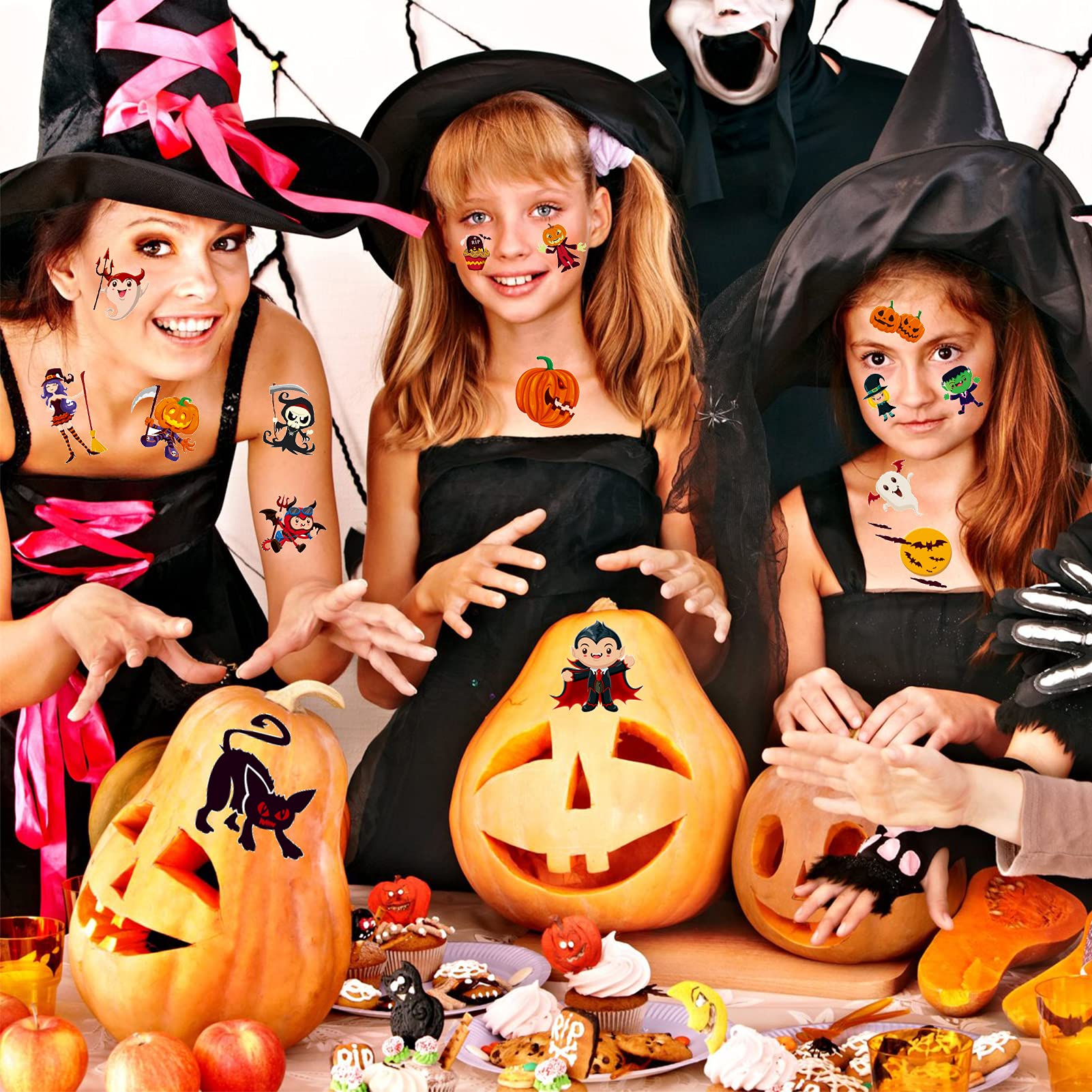 Halloween Party Body Sticker, Exquisite Pattern Face Sticker Non Toxic Harmless Cartoon Cute for Cosplay Party for Costume Ball for Boys Girls for Kid Adult(#2)