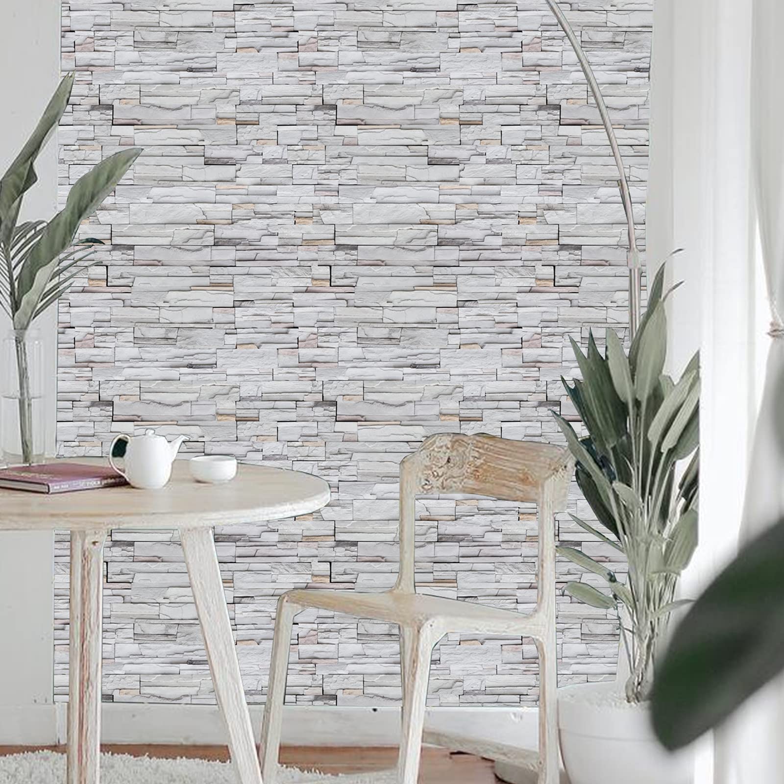 Gray Brick Wallpaper Peel and Stick Brick Contact Paper Self Adhesive Wallpaper Removable Wallpaper 3D Textured Faux Brick Wallpaper for Home Bedroom (45 x 845 cm), (332 inche x 18 inche)