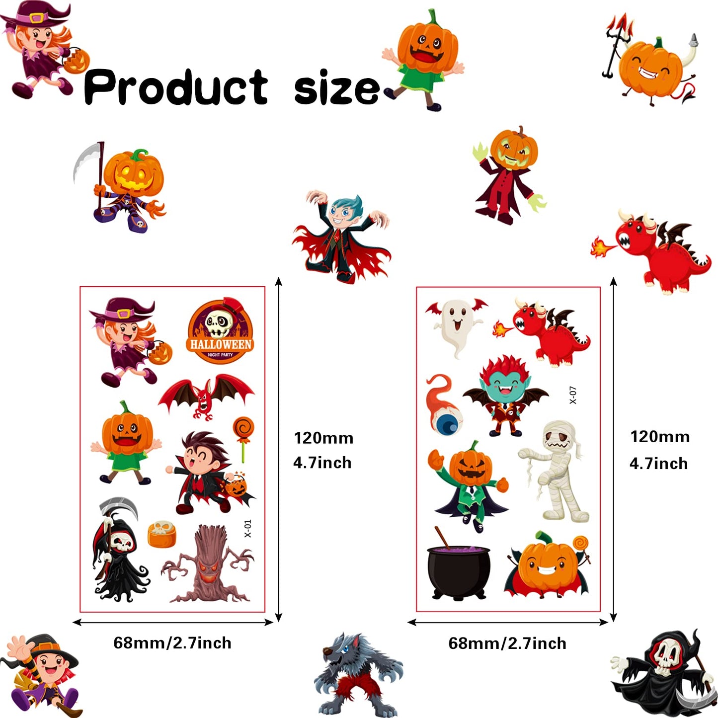 Halloween Party Body Sticker, Exquisite Pattern Face Sticker Non Toxic Harmless Cartoon Cute for Cosplay Party for Costume Ball for Boys Girls for Kid Adult(#2)