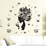 Butterfly and Woman Silhouette Decorative Sticker Home Living Room Sofa Background Removable Art Decor Mural Sticker Decal AY7184