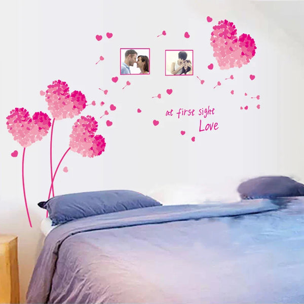 AY7176p Purple Love Grass Wall Stickers Home Decal Decoration Fashion Cute Waterproof Bedroom Living Room Sofa Home Family