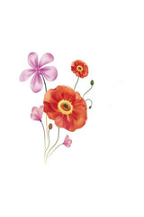 Poppy Wall Sticker, Flower, Leaf, Flower Sticker, Interior Sticker size 60x90 jm8237
