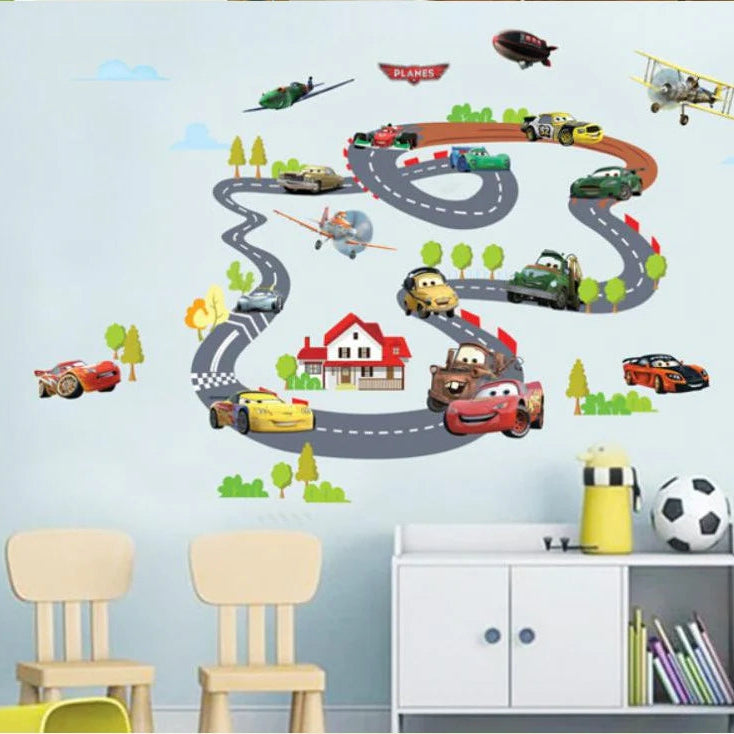 cars track Wallsticker wall sticker sticker dinding size 60x90 xy1160
