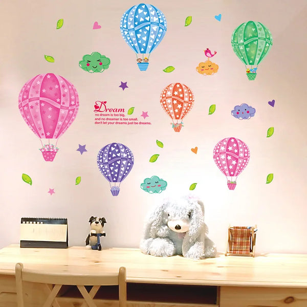 Xh4060c New Cartoon Hot Colorful  Air Balloon Wall Stickers for Kids Room Baby Nursery Room Living Room Waterproof Removable Poster PVC - AliExpress 15