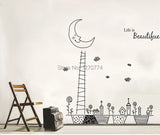 New arrived cartoon fairy tale night sky background Removable pvc english letter Life is Beautiful Wall Sticker JM7101A