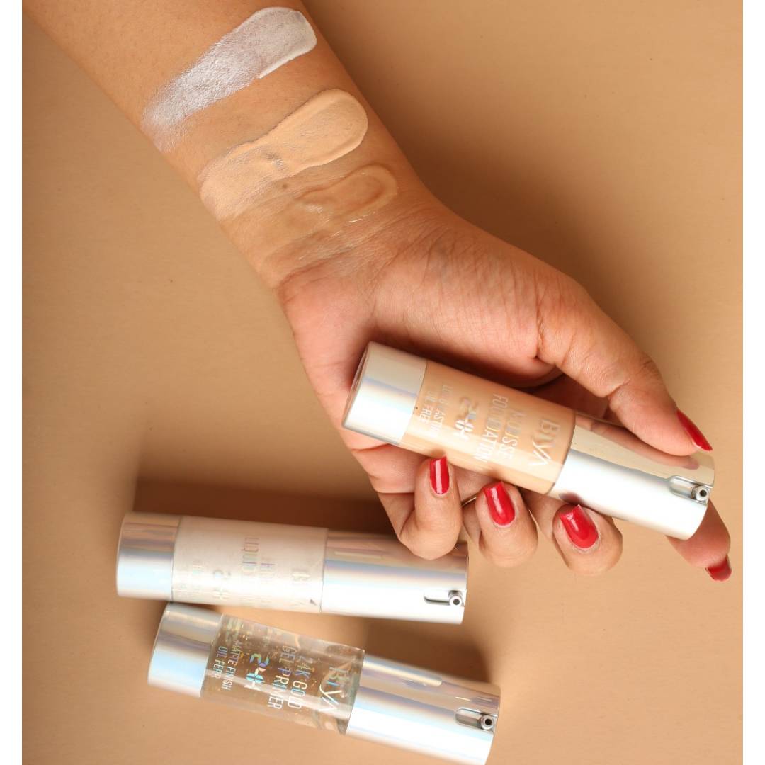 3in1 BIYA 24k Gold Gel Primer Foundation Highlighter Set | Best Quality Foundation Highlighter