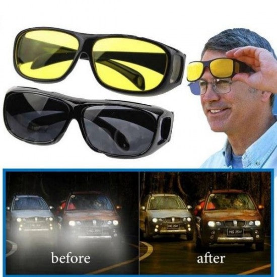 1 Pieces HD Day &amp; Night Vision Wrap Around Glasses | NIGHT VISION GLASSES FOR MEN | Car Anti-Glare Goggles Sunglasses Man Motorcycle Driving Glasses