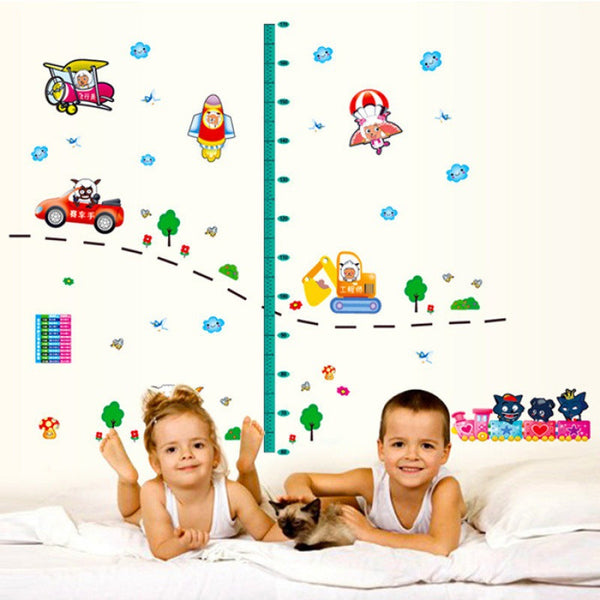 The third generation removable cartoon children's bedroom living room kindergarten happy height ruler wall sticker AY7046