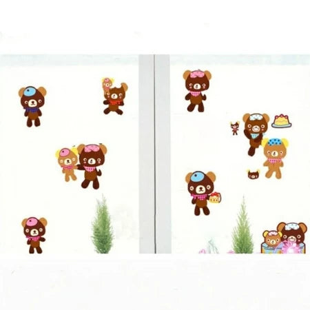 Wall Sticker / Stiker Dekorasi Untuk Dinding (Kaca) : Aneka Gaya Beruang Cokelat size 30x45 AY1001
