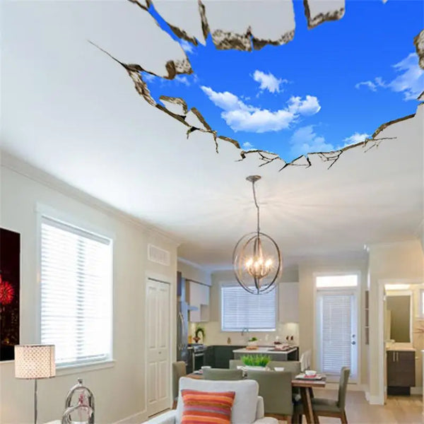 3D Blue Sky and White Clouds Sticker for Kids ay9253
