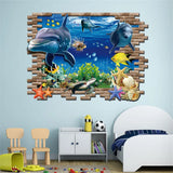 1PC Waterproof 3D Wall Stickers Sea Whale Fish PVC Removable Wallpaper Decals for Kids Room Bathroom Decor