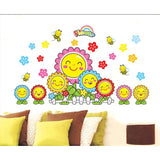 Radiant Sunflower Smiles Decal - Brighten Kids' Spaces with Joyful, Smiling Flowers PVC Wall Art for Home Decor size 50x70  dm570009