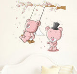 CUTE Teddy Bear Play on the Swing Room Decor Cartoon Wall Decals JM7234