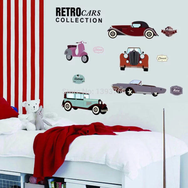 Retro Cars JM8350 - Stiker Dinding / Wall Sticker