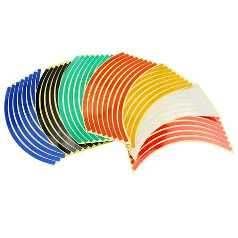 Universal Reflective Wheel Stickers Set | Rim Stripe Decal Tape – Reflective Rim Tape | Wheel Stripe Decal Trim For Motorcycle Wheels - Red