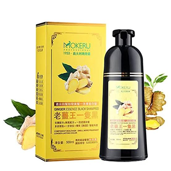 MOKERU Ginger Hair Shampoo for 5-Minute Natural Dye &amp; Healthier, Longer-Lasting Color 200 ml - Brown