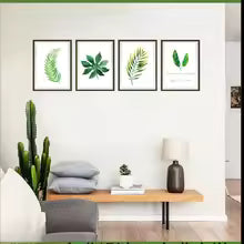 Botanical Frame Wall Decals - Custom Greenery Stickers for Dining & Bedroom size 50x70 sk7132