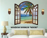 3D Wall Sticker SK9062B Fake Window Blue Sea View European Style Bedroom Living Room Entrance Decoration Self-adhesive Wall Sticker