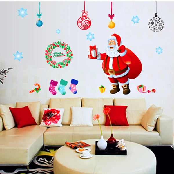Santa Claus Christmas decoration glass doors windows of shops removable wall stickers Decoration AY226B 60*90 - AliExpress