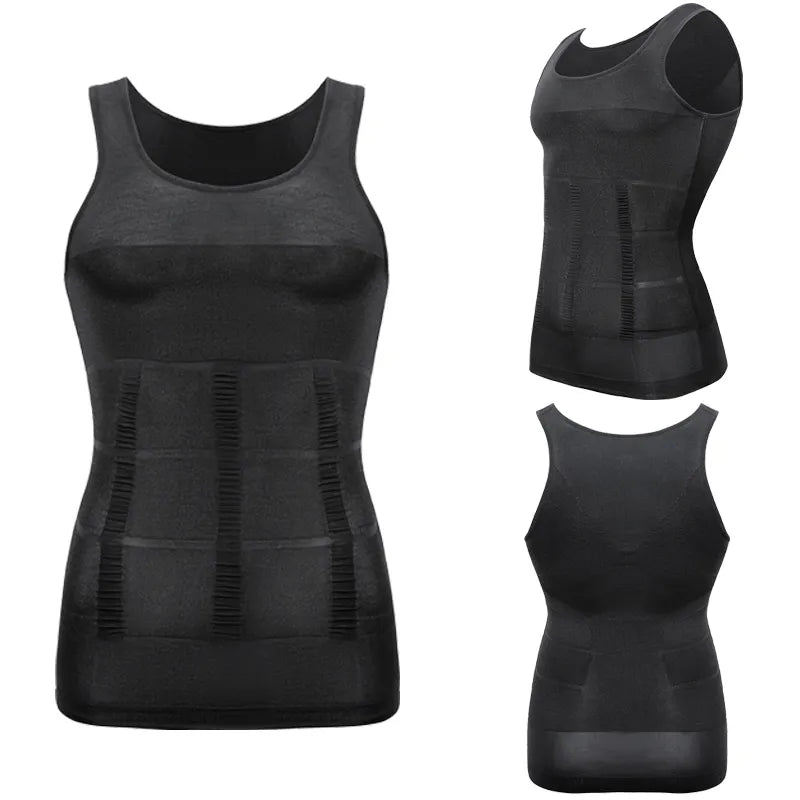 Slim n Fit Body Shaper Vest Shirt - Tank Top Sleeveless Shapewear For Men - Medium/White