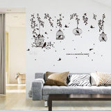 Sk7130 Silhouette of Black Birdcage Wall Sticker