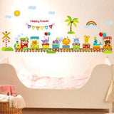 Sk9011 Cartoon Animal Train Wall Sticker