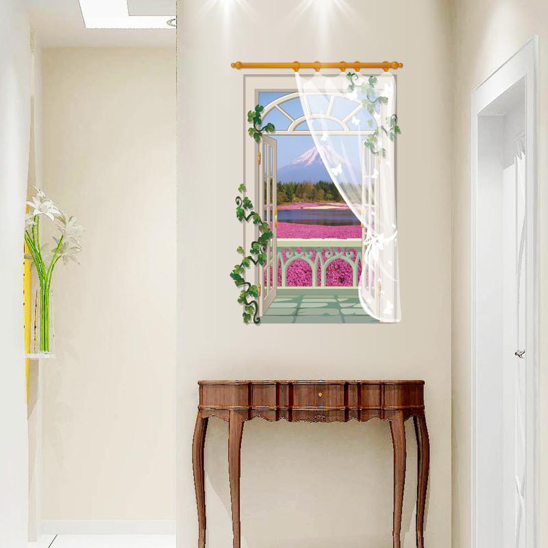 Windows Lavender 3D wall sticker PVC removable waterproof creative sticker, bedroom living room fresco SK9022B